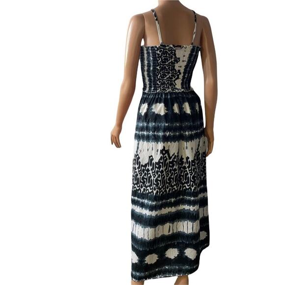 Club Collection maxi dress  black & white Maxin Tie dyed Halter strap dress MD - Picture 2 of 10